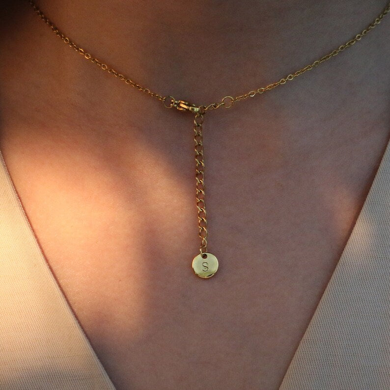 Birthstone Necklace: Personalized Initial 16K Gold Plated Jewelry