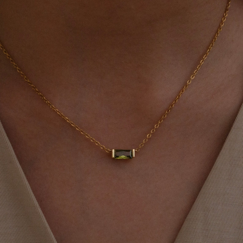 Birthstone Necklace: Personalized Initial 16K Gold Plated Jewelry