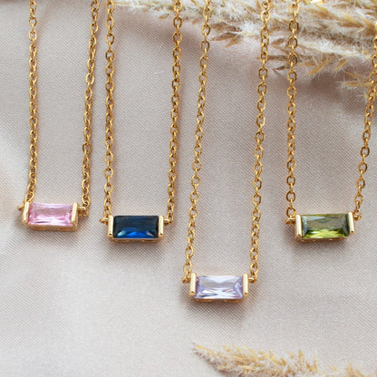 Birthstone Necklace: Personalized Initial 16K Gold Plated Jewelry