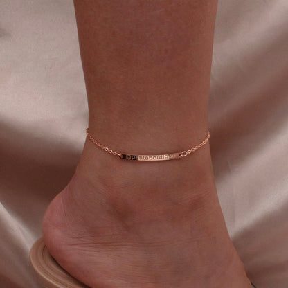 Personalized Bar Anklet in 16K Gold, Silver or Rose gold plated Dainty, Minimal anklets