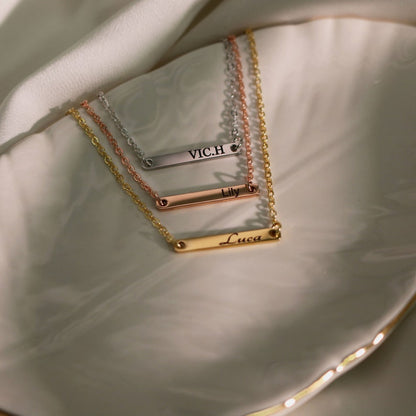 Personalized Bar Necklace: 16K Gold Plated, Rose Gold, or Silver