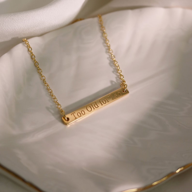 16K Gold Plated Personalized Bar Necklace: Custom Message Gift