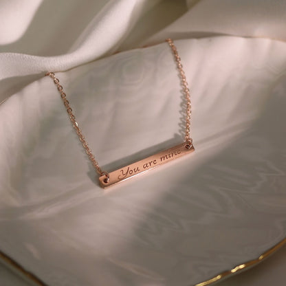16K Gold Plated Personalized Bar Necklace: Custom Message Gift