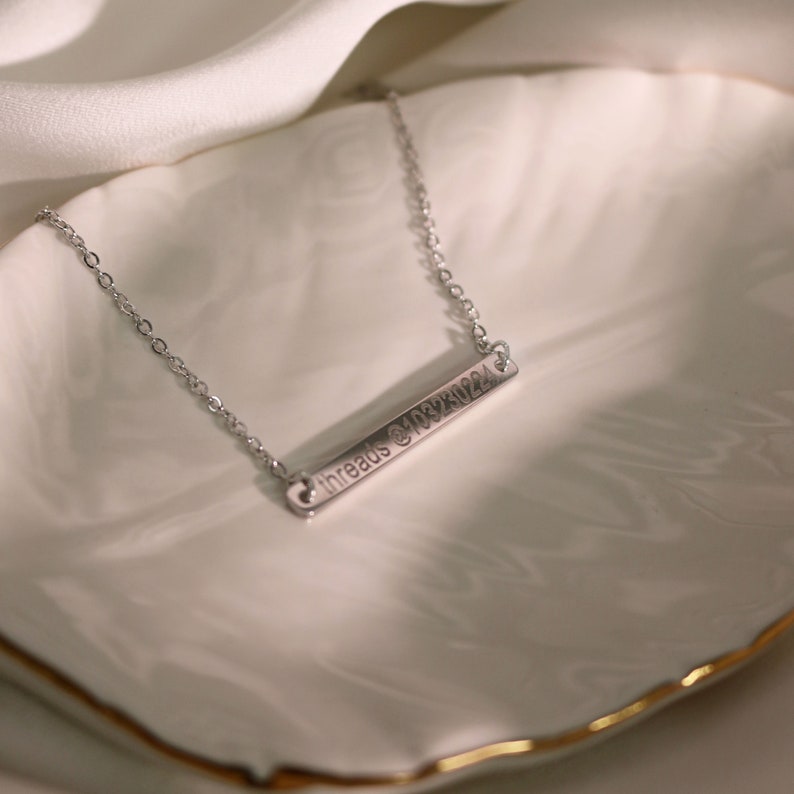 16K Gold Plated Personalized Bar Necklace: Custom Message Gift