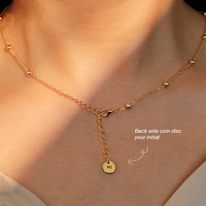 Gold shiny ball chain necklace your initial personalized necklaces best gift for her best holiday gift