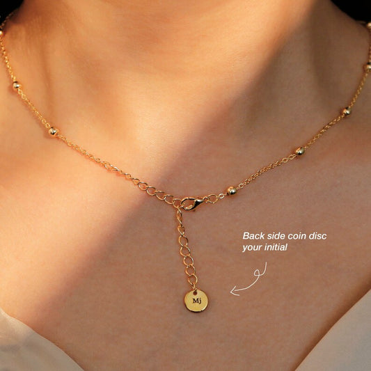 Gold shiny ball chain necklace your initial personalized necklaces best gift for her best holiday gift