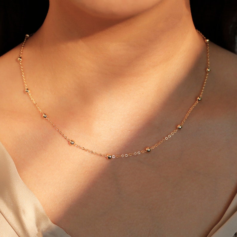 Gold shiny ball chain necklace your initial personalized necklaces best gift for her best holiday gift