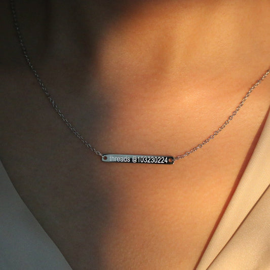 16K Gold Plated Personalized Bar Necklace: Custom Message Gift