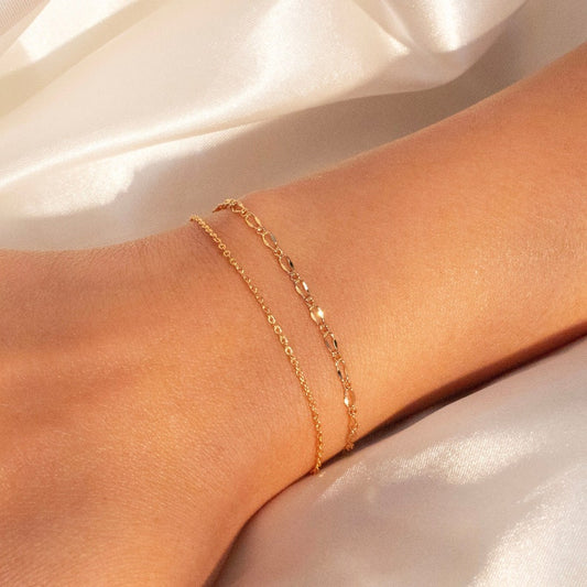 Gold Double Layered Bracelet: Personalized Initial Charm