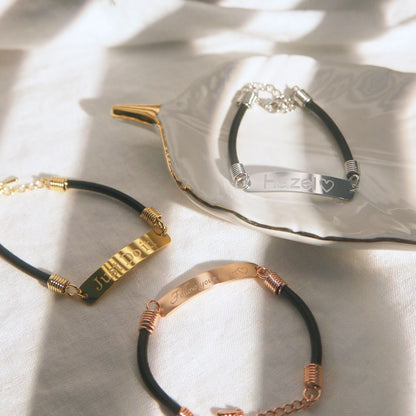Personalized Leather Name Bracelet: Friendship Couple Gift