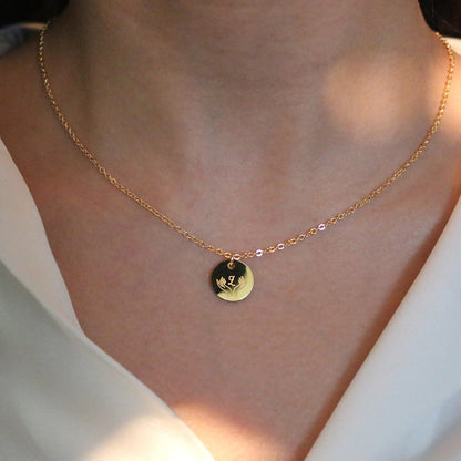 Engraved Initial Hand Gesture Necklace: Personalized Friendship Gift