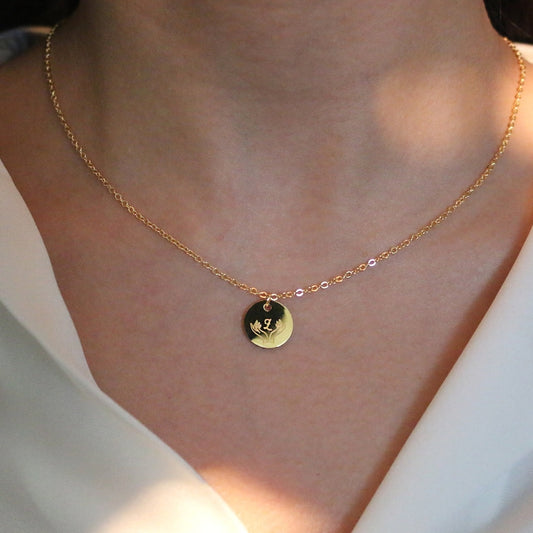 Engraved Initial Hand Gesture Necklace: Personalized Friendship Gift