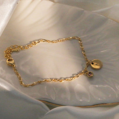 Birthstone bracelet gold dainty chain bracelets personalized your initial
