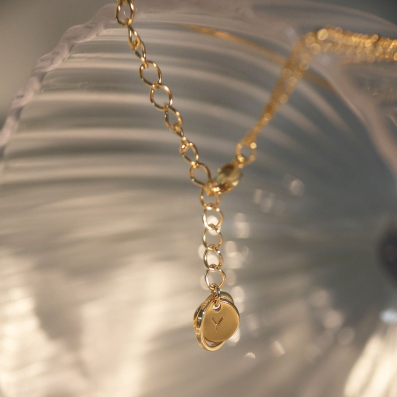 Gold Double Chain Anklet: Personalized Initial Coin Charm