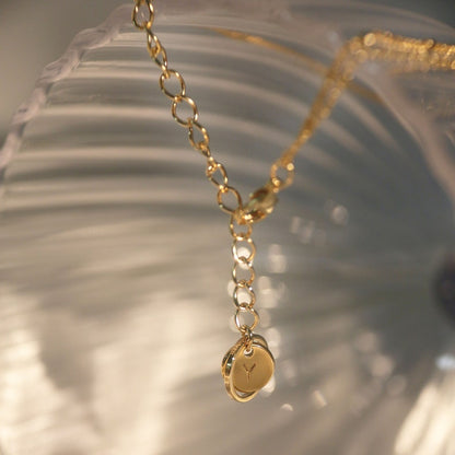 Gold Double Chain Anklet: Personalized Initial Coin Charm