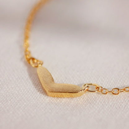 Gold Heart Chevron Bracelet: 16K Plated Jewelry (7.5")