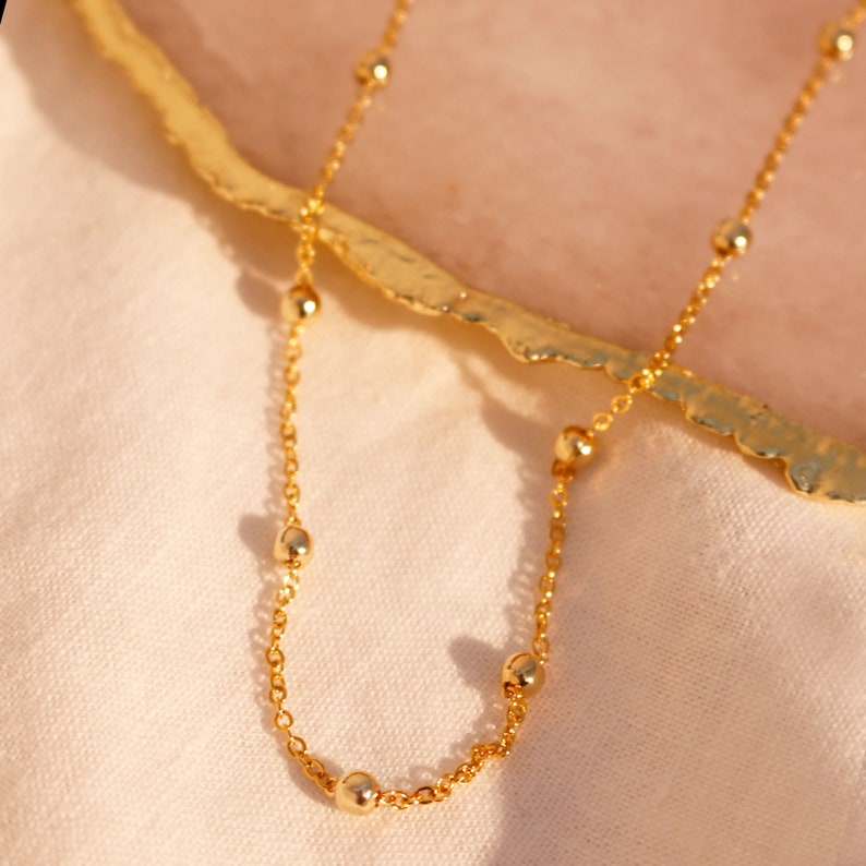 Gold shiny ball chain necklace your initial personalized necklaces best gift for her best holiday gift