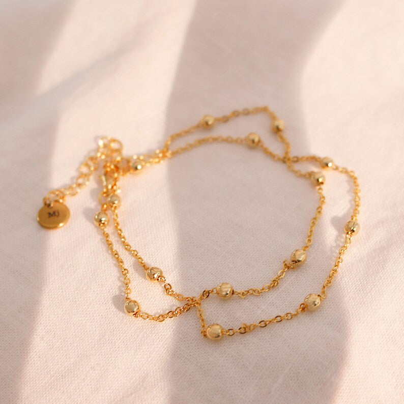 Gold shiny ball chain necklace your initial personalized necklaces best gift for her best holiday gift