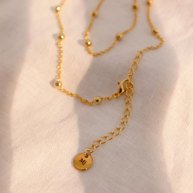 Gold shiny ball chain necklace your initial personalized necklaces best gift for her best holiday gift