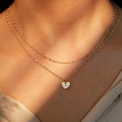 Personalized Heart Necklace: Double Layered 16K Gold Plated Initial Necklace