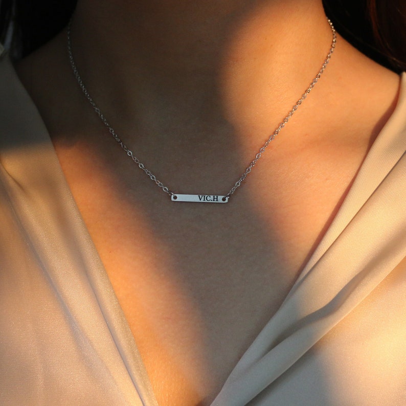 Personalized Bar Necklace: 16K Gold Plated, Rose Gold, or Silver