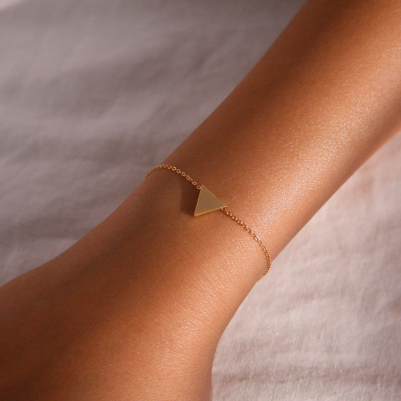 Gold Triangle Bracelet: Dainty Charm, Unique Style