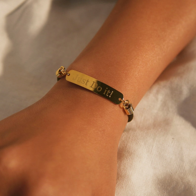 Personalized Leather Name Bracelet: Friendship Couple Gift