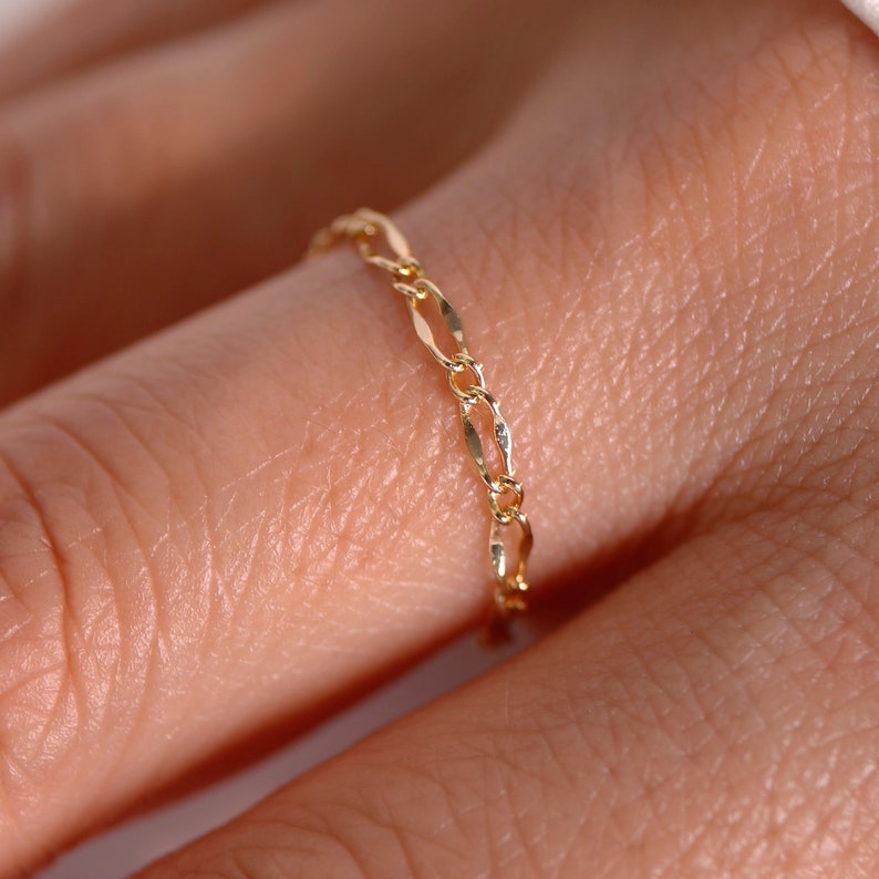 Permanent chain ring 16K gold rings gift for her minimalist dainty simple gold rings Best gifts for her