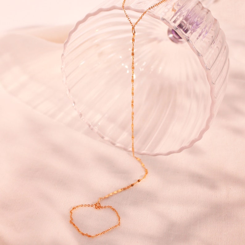 Gold Hand Chain Bracelet: 16K Plated Link Ring Bracelet