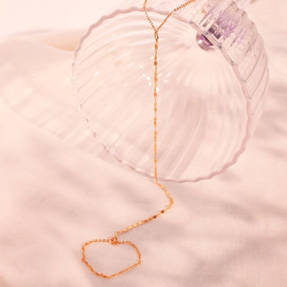 Gold Hand Chain Bracelet: 16K Plated Link Ring Bracelet