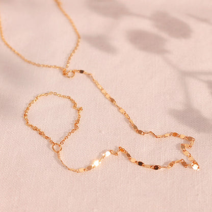 Gold Hand Chain Bracelet: 16K Plated Link Ring Bracelet