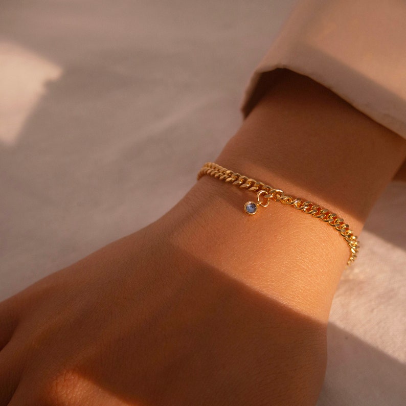 Gold Birthstone Bracelet: Dainty Personalized Charm Bracelet