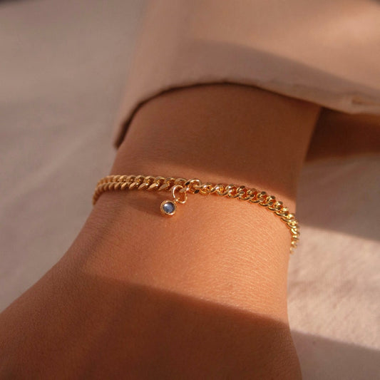 Gold Birthstone Bracelet: Dainty Personalized Charm Bracelet