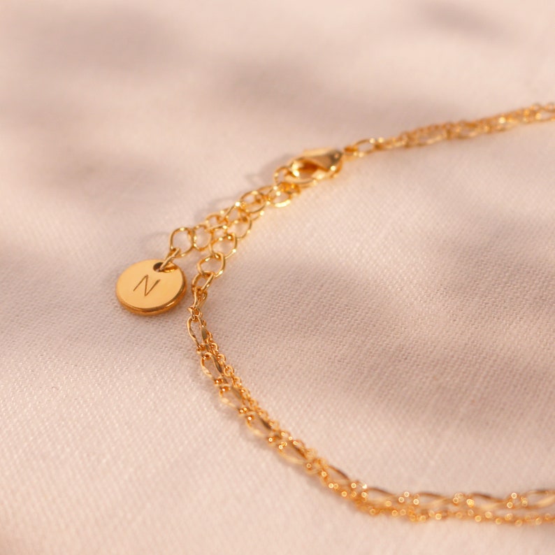 Gold Birthstone Anklet: Layered Chain Trendy Anklet