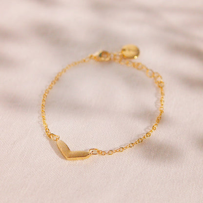 Gold Heart Chevron Bracelet: 16K Plated Jewelry (7.5")