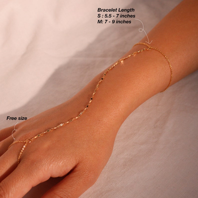 Gold Hand Chain Bracelet: 16K Plated Link Ring Bracelet