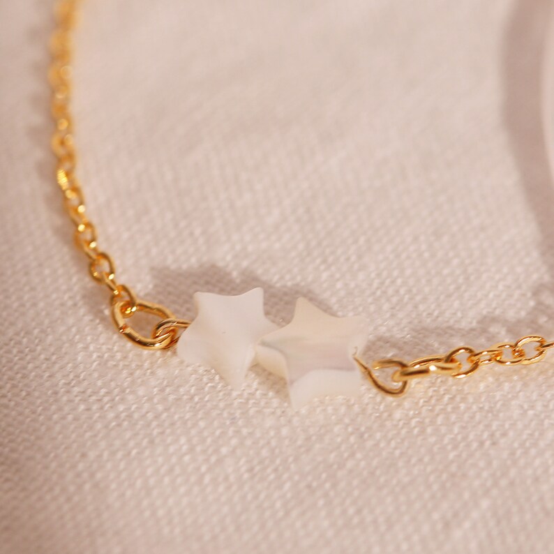 Stars Mother of Pearl Bracelet: 16K Gold Plated Jewelry