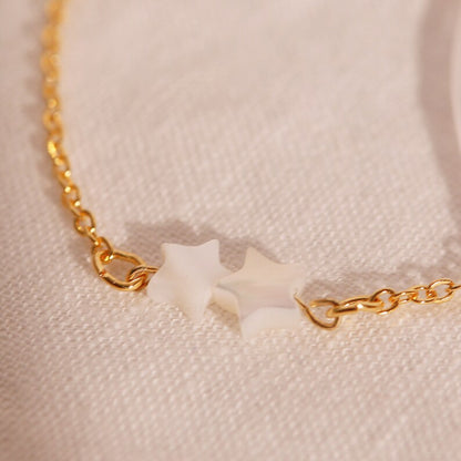 Stars Mother of Pearl Bracelet: 16K Gold Plated Jewelry