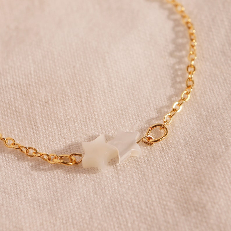 Stars Mother of Pearl Bracelet: 16K Gold Plated Jewelry