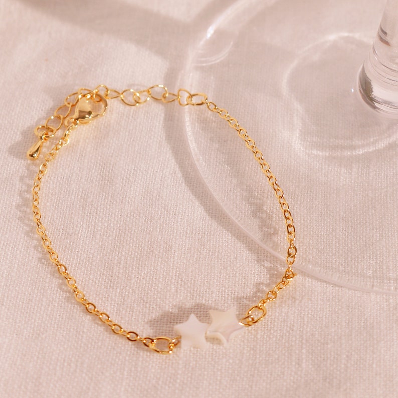Stars Mother of Pearl Bracelet: 16K Gold Plated Jewelry