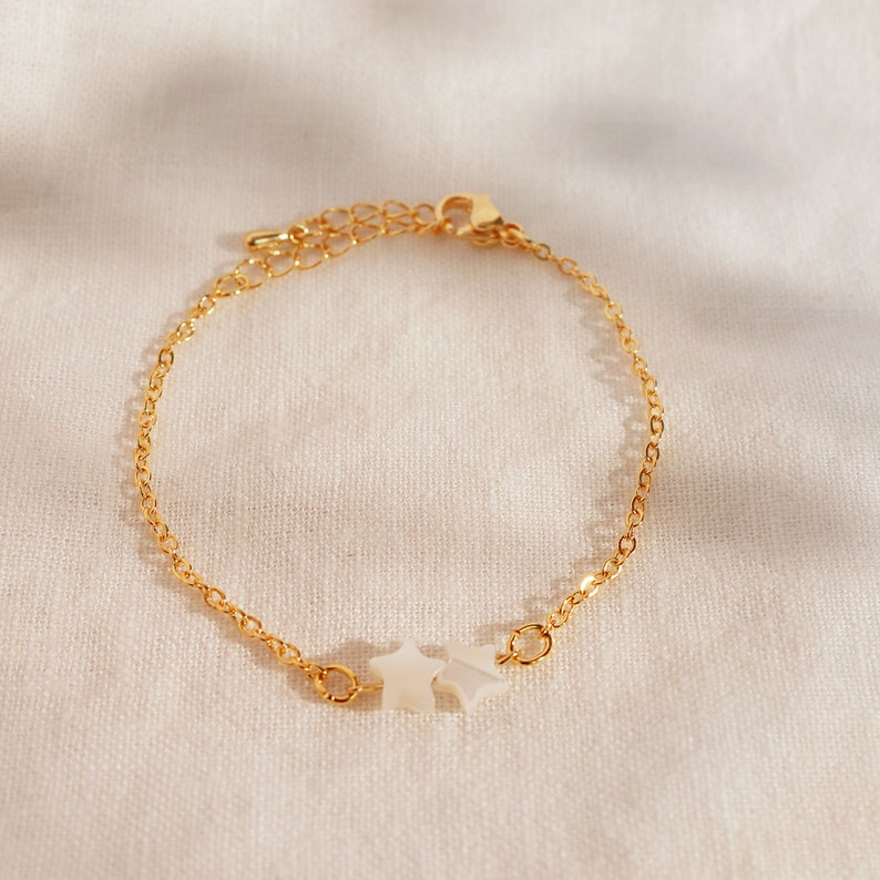 Stars Mother of Pearl Bracelet: 16K Gold Plated Jewelry
