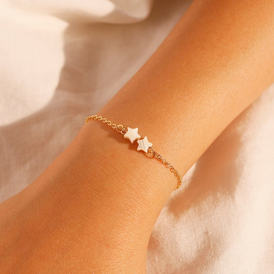 Stars Mother of Pearl Bracelet: 16K Gold Plated Jewelry