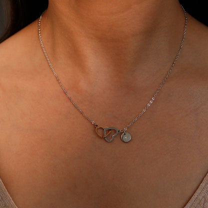 Double heart initial necklaces 16k gold plated cute heart necklace best gift for her