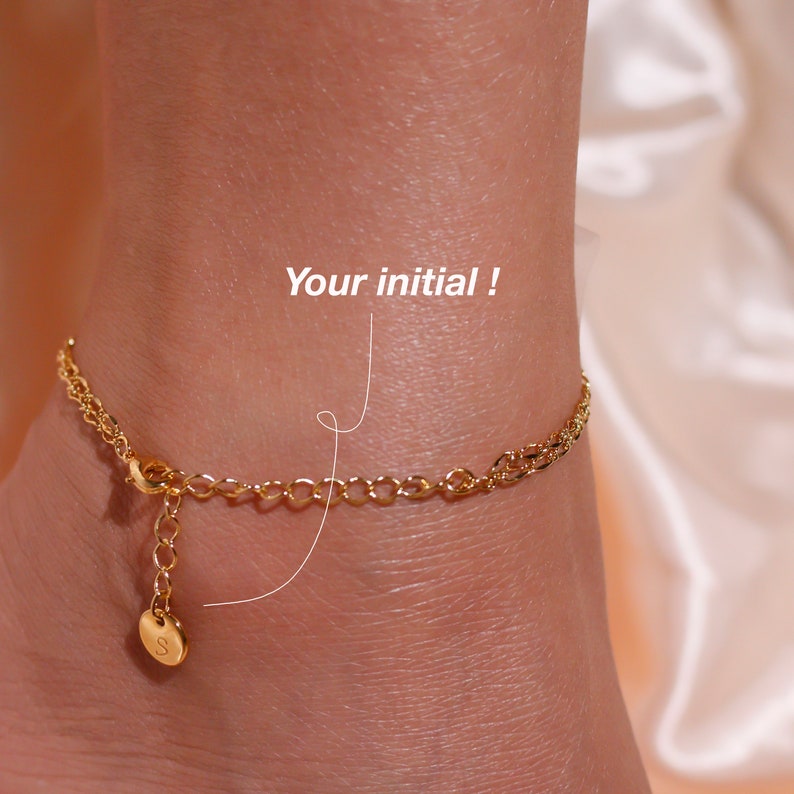 Dainty gold leaf anklet double layering personalized anklets