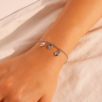 Personalized Leaf Bracelet: Initial Charm, 16K Gold Plated