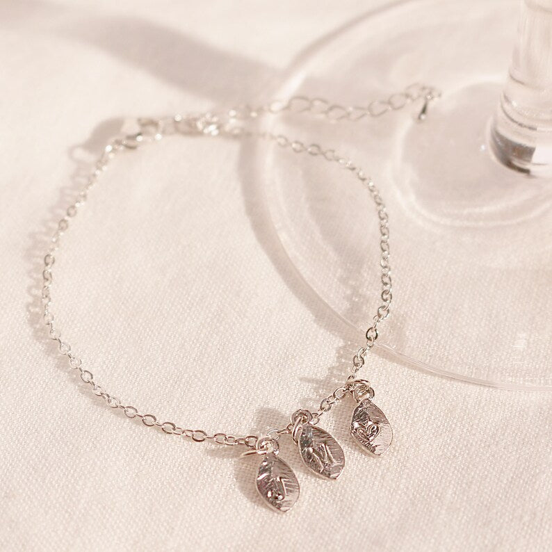 Personalized Leaf Bracelet: Initial Charm, 16K Gold Plated