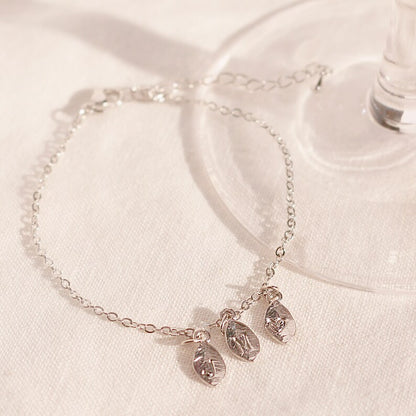Personalized Leaf Bracelet: Initial Charm, 16K Gold Plated