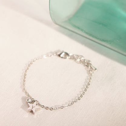 Star Birthstone Bracelet: Dainty Initial Charm Bracelet