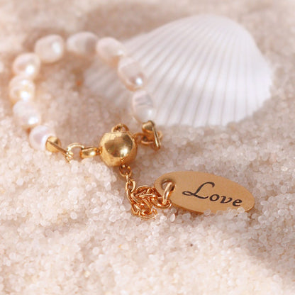Freshwater Pearl Personalized Ring: 16K Gold Plated Adjustable Name Ring