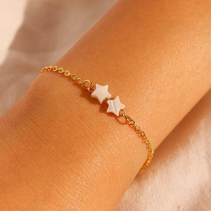Stars Mother of Pearl Bracelet: 16K Gold Plated Jewelry